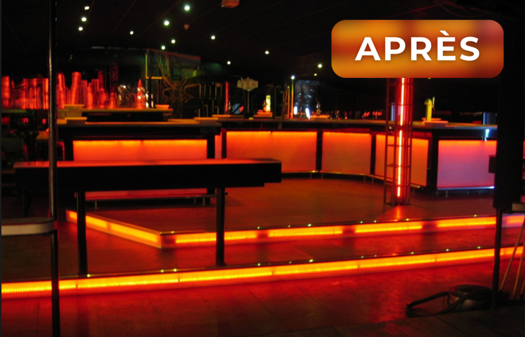 Après rénovation d’un bar avec éclairage et design moderne – Resto Club Concept