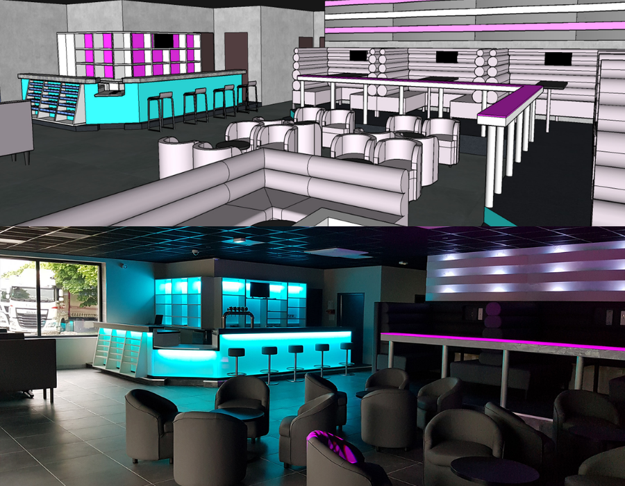 Modélisation 3D d’un projet d’agencement pour bar et discothèque